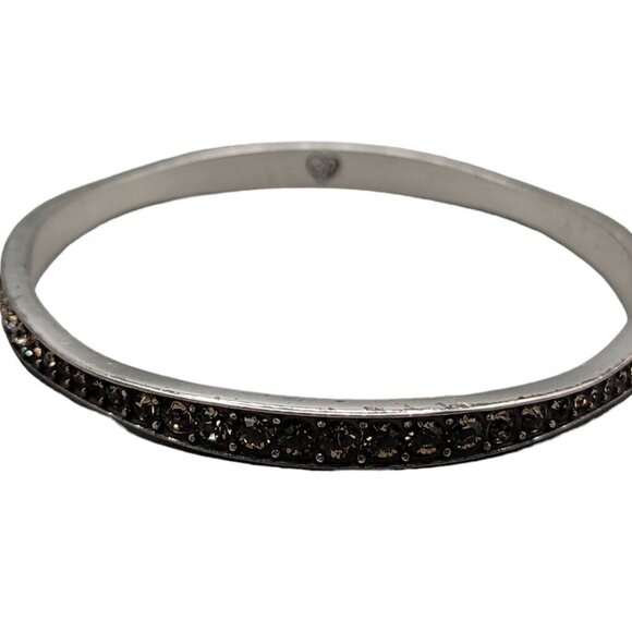 Brighton Orange Crystal Wave Bangle Bracelet Silver Tone 7.5" Vintage - Picture 7 of 13